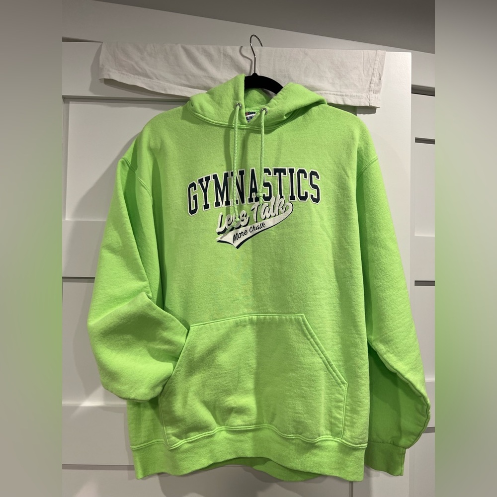 Graphic hoodie- “Gymnastics. Less talk more chalk”